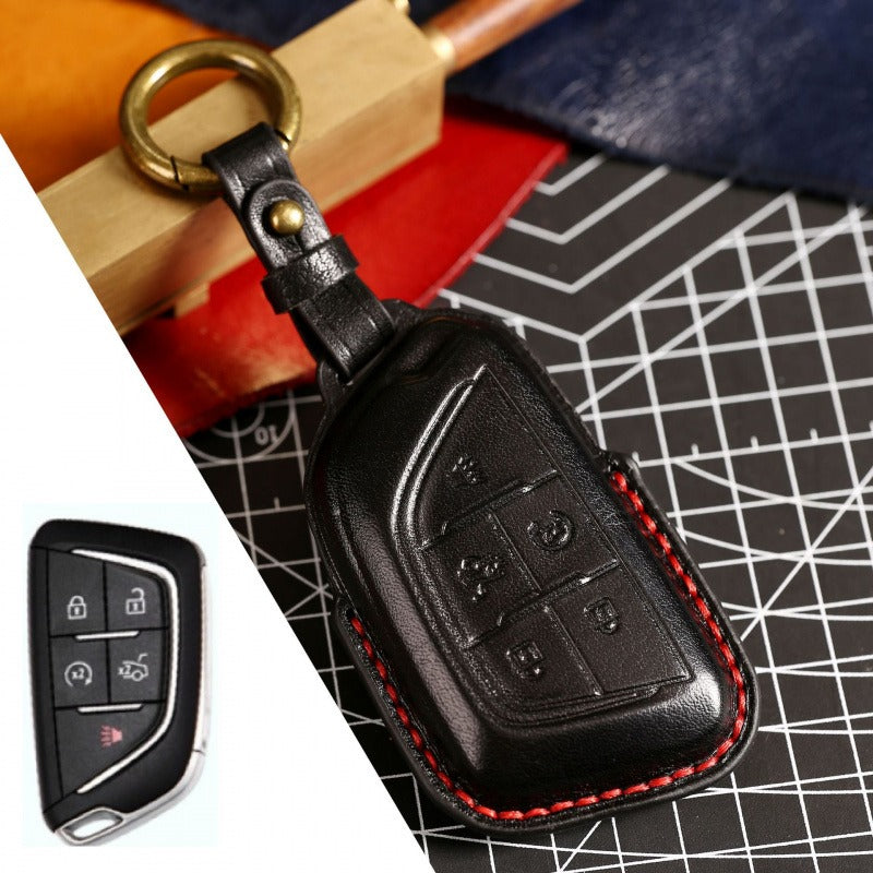 Cadillac CT5 CT4 XT5 XT4 ATSL XTS Leather Key Case(#CA188) - Black