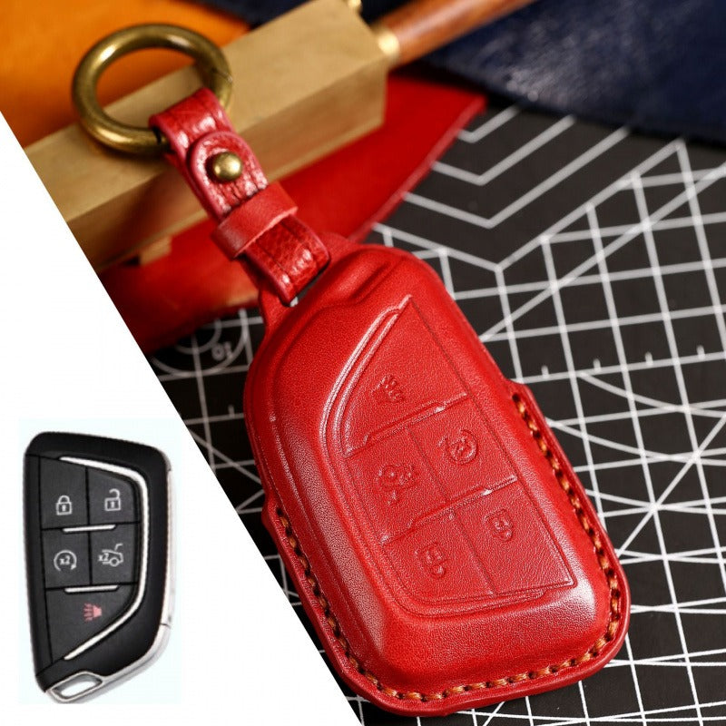 Cadillac CT5 CT4 XT5 XT4 ATSL XTS Leather Key Case(#CA188) - Red