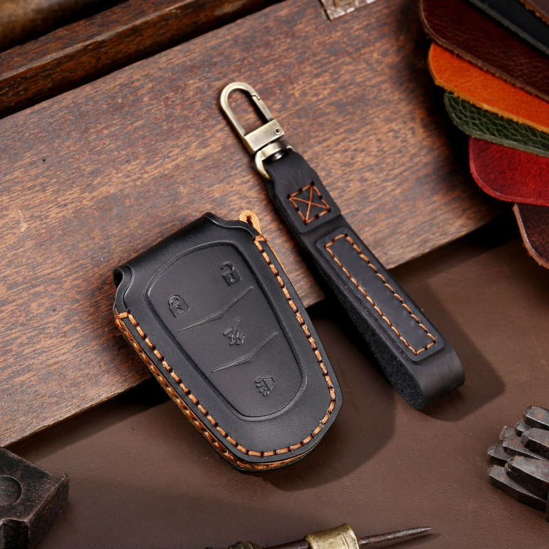 Cadillac CT5 CT6 XT6 Leather Key Case(#CA184) - Key-4 / Black