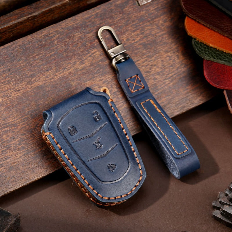 Cadillac CT5 CT6 XT6 Leather Key Case(#CA184) - Key-4 / Blue