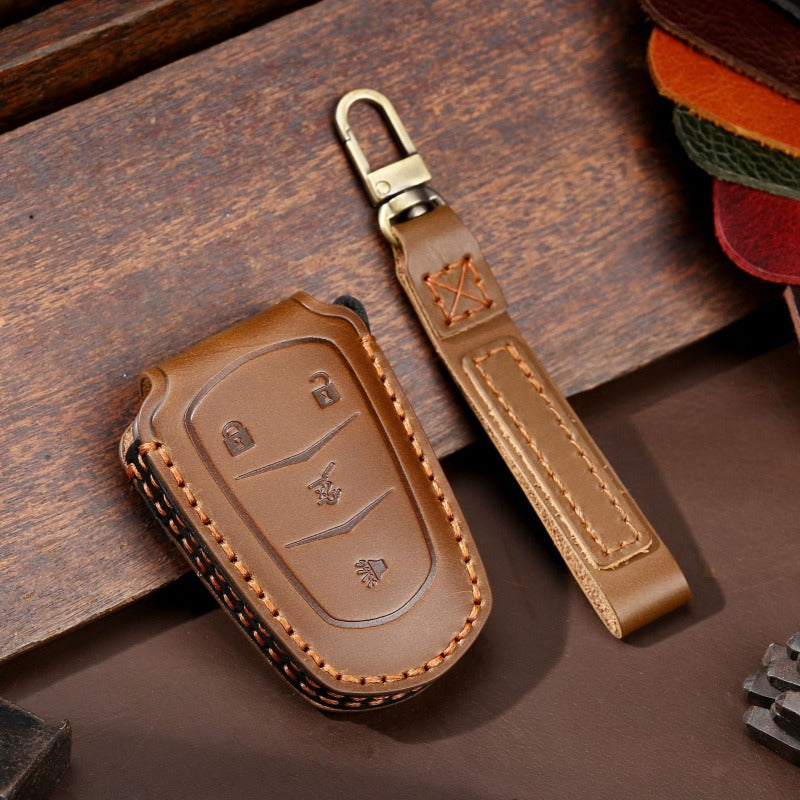 Cadillac CT5 CT6 XT6 Leather Key Case(#CA184) - Key-4 / Brown