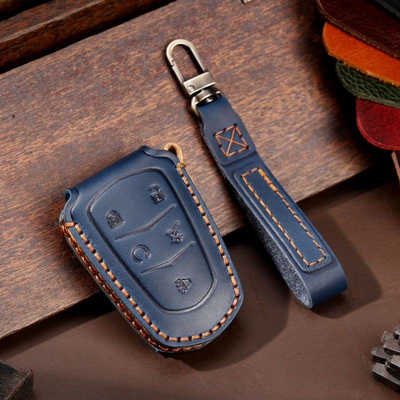 Cadillac CT5 CT6 XT6 Leather Key Case(#CA184) - Key-5 / Blue