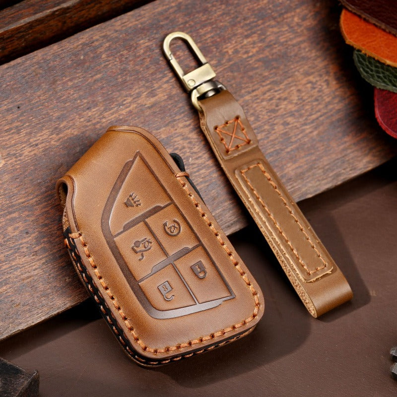 Cadillac CT5 CT6 XT6 Leather Key Case(#CA184) - New model / Brown