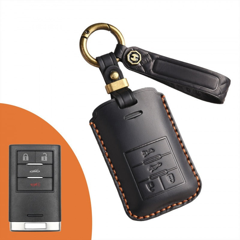 Cadillac CTS XTS Leather Key Case(#CA182) - Key-4 / Black