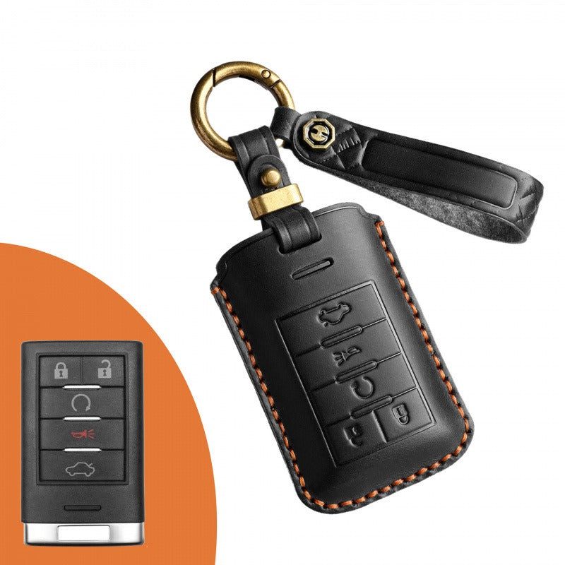 Cadillac CTS XTS Leather Key Case(#CA182) - Key-5 / Black