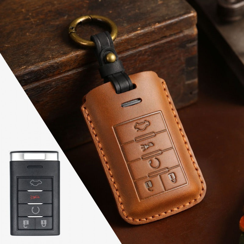 Cadillac Handmade Leather Key Case（#CA181） - Brown