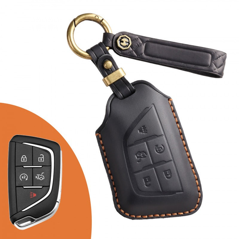 Cadillac Handmade Leather Key Case(#CA183) - Key-5 / Black