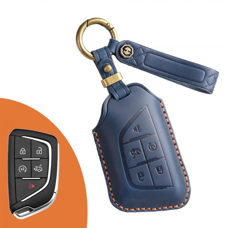 Cadillac Handmade Leather Key Case(#CA183) - Key-5 / Blue