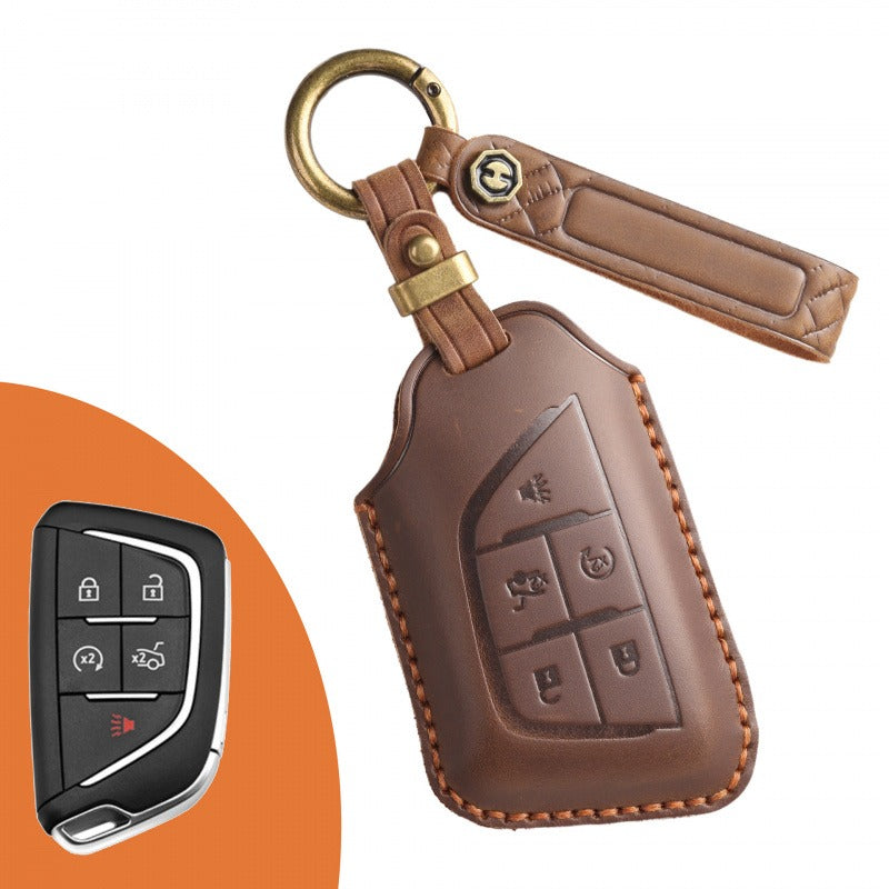 Cadillac Handmade Leather Key Case(#CA183) - Key-5 / Black