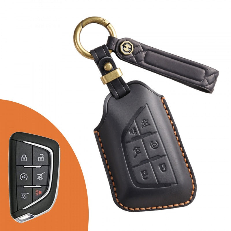 Cadillac Handmade Leather Key Case(#CA183) - Key-6 / Black
