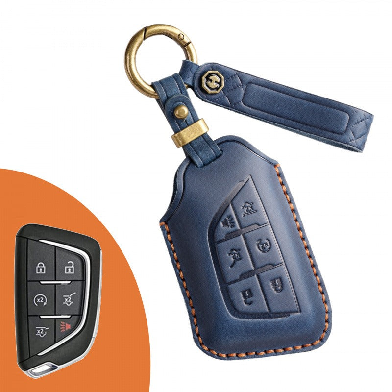 Cadillac Handmade Leather Key Case(#CA183) - Key-6 / Blue