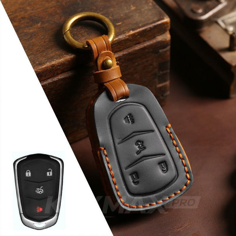 Cadillac Leather Key Case CT4 CT5 CT6 XT4 XT5 XT6(#CA34) - 4-key / Black