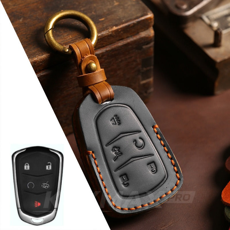 Cadillac Leather Key Case CT4 CT5 CT6 XT4 XT5 XT6(#CA34) - 5-key / Black