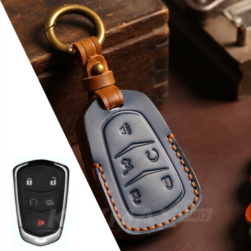 Cadillac Leather Key Case CT4 CT5 CT6 XT4 XT5 XT6(#CA34) - 5-key / Blue