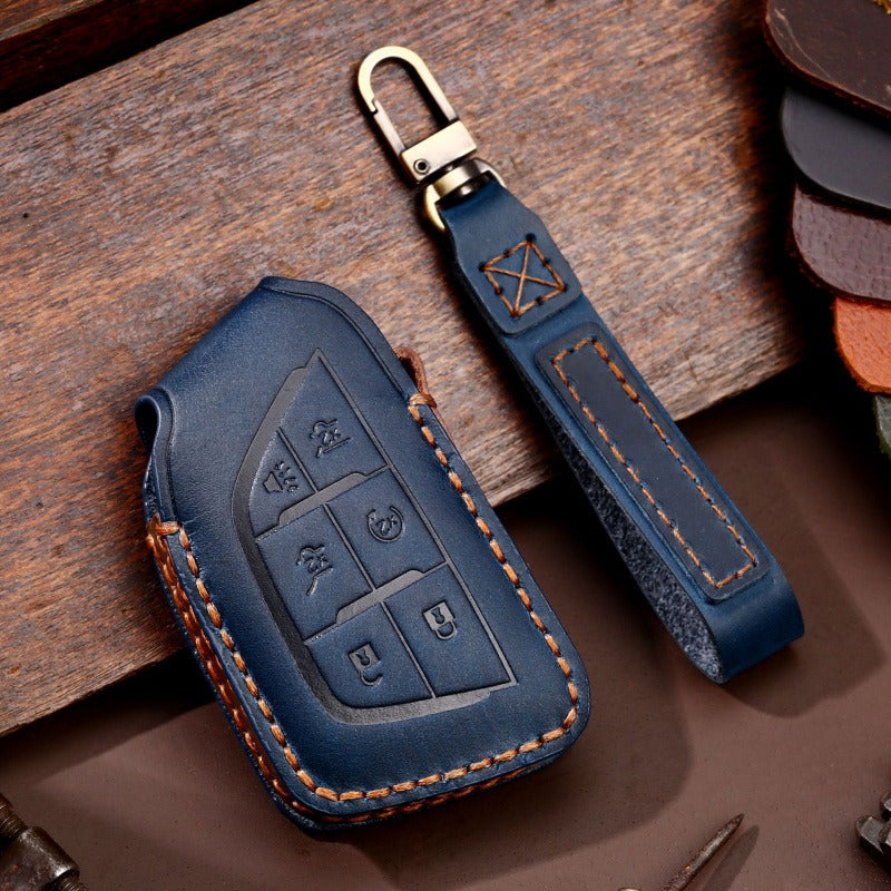 Cadillac North America Leather Key Case(#CA185) - Blue / Key-6