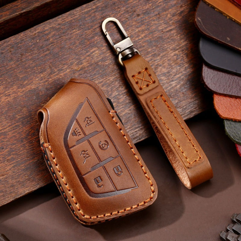Cadillac North America Leather Key Case(#CA185) - Brown / Key-6