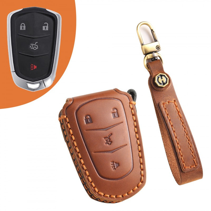 Cadillac XT4 XT5 XT6 Full Cover Key Case(#CA313) - Key-4 / Brown