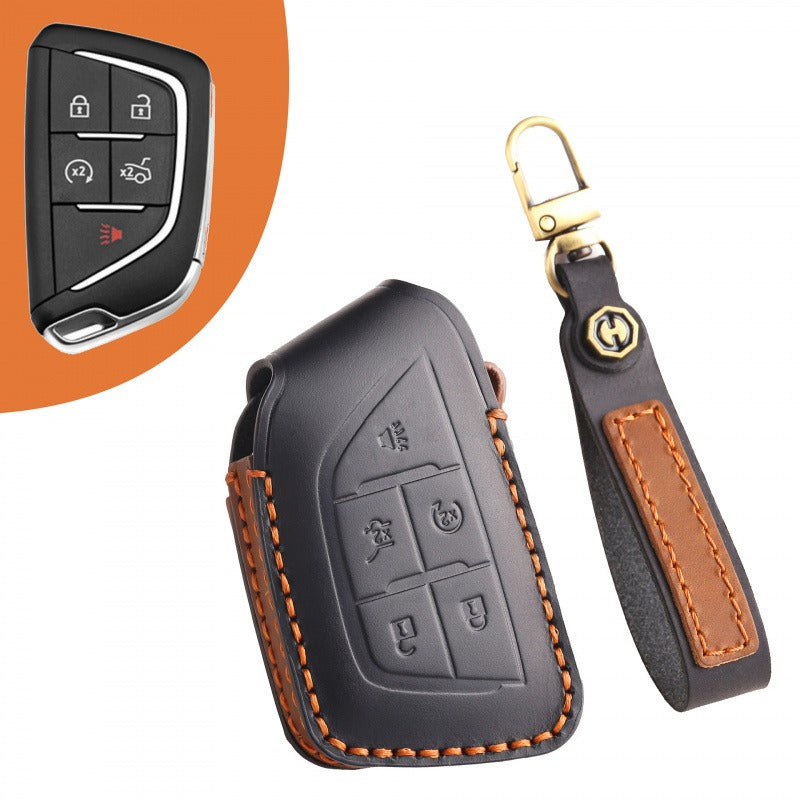 Cadillac XT5 CT5 XT4 CT6 Leather Key Case(#CA310) - Key-5 / Black