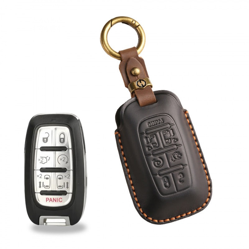 Cadillac XT5 XT4 XT6 Handmade Leather Key Case（#CA311） - key-7 / Black