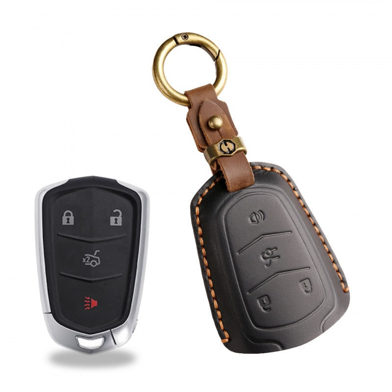 Cadillac XT5 XT4 XT6 Handmade Leather Key Case(#CA316) - Key-4 / Brown