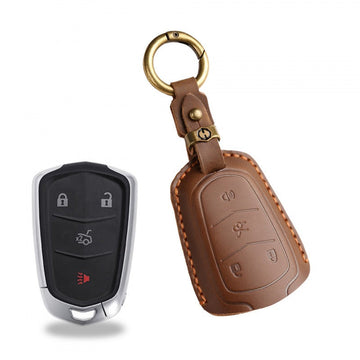 Cadillac XT5 XT4 XT6 Handmade Leather Key Case(#CA316) - Key-4 / Brown