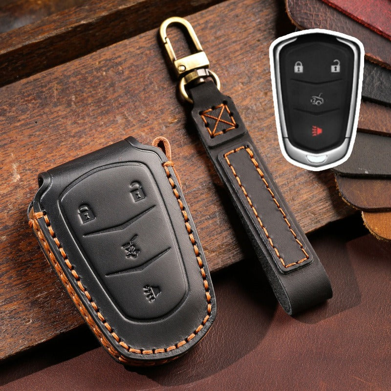 Cadillac XT5 XTS XT6 ATS-L Handmade Key Case(#CA307) - Key-4 / Brown