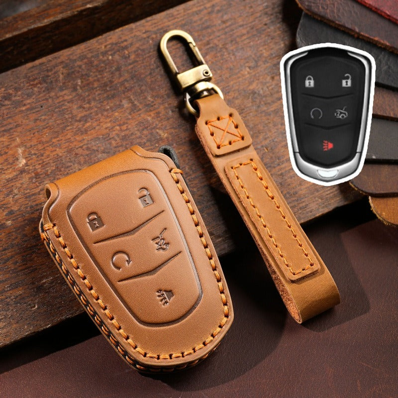 Cadillac XT5 XTS XT6 ATS-L Handmade Key Case(#CA307) - Key-5 / Brown