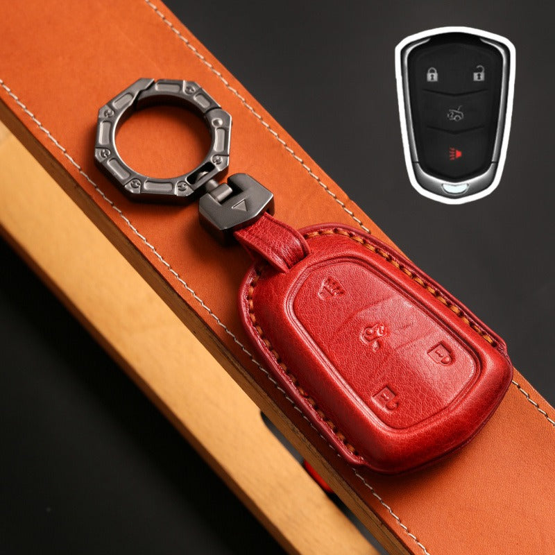 Cadillac XT5 XTS XT6 ATS-L Handmade Key Case(#CA309) - Key-4 / Red