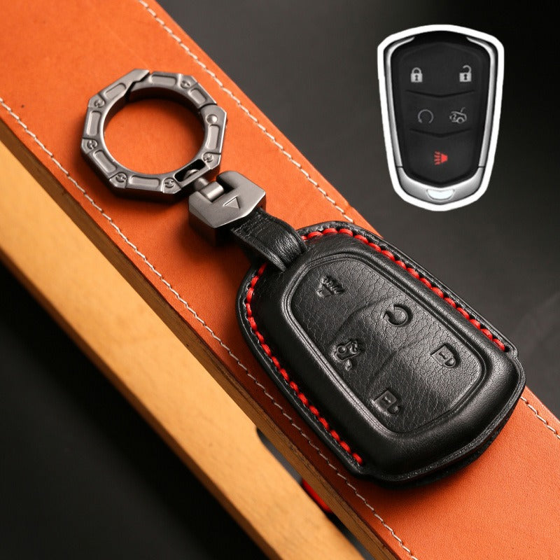 Cadillac XT5 XTS XT6 ATS-L Handmade Key Case(#CA309) - Key-5 / Black