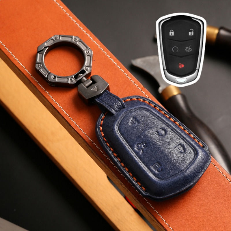 Cadillac XT5 XTS XT6 ATS-L Handmade Key Case(#CA309) - Key-5 / Blue