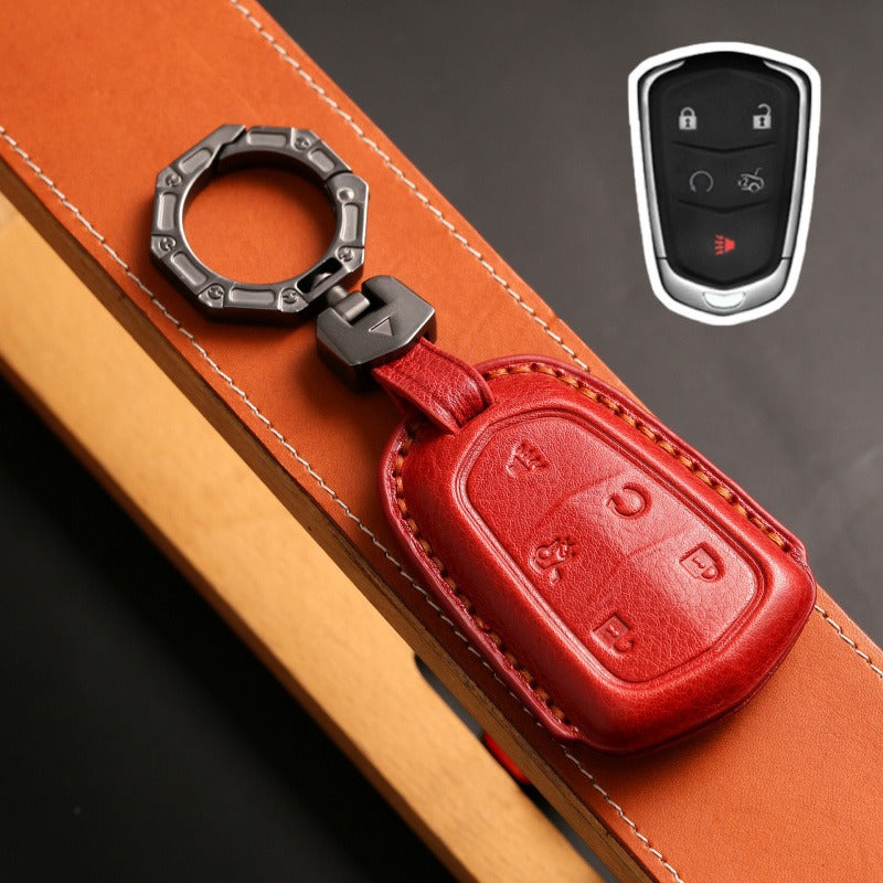 Cadillac XT5 XTS XT6 ATS-L Handmade Key Case(#CA309) - Key-5 / Red
