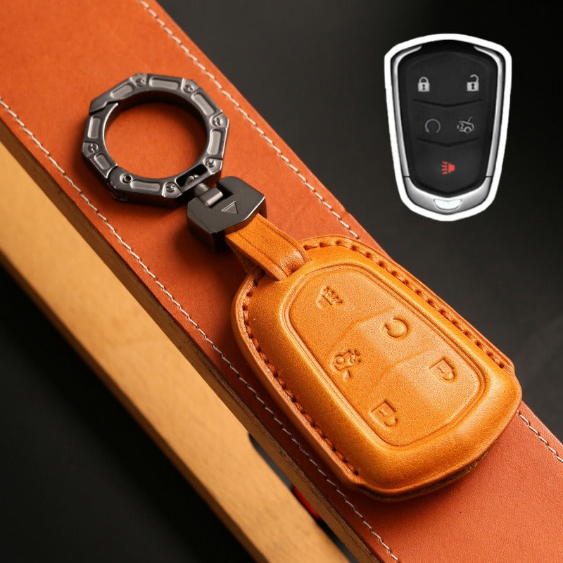 Cadillac XT5 XTS XT6 ATS-L Handmade Key Case(#CA309) - Key-5 / Yellow