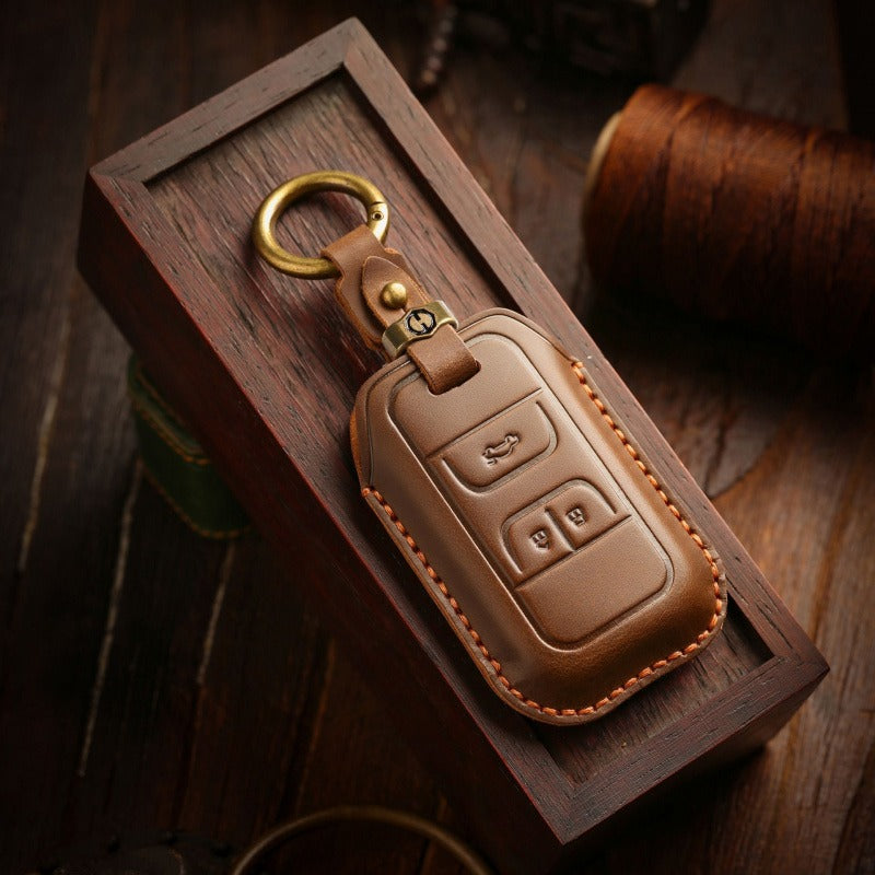 Chery EXEED Handmade Leather Key Case TXL Lingyun LX Tiggo 3X(#EX22) - Brown