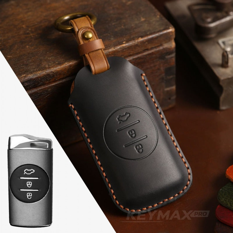 Chery Exeed Leather Key Case Genuine Cowhide Car Key Cover(#CY75) - Brown