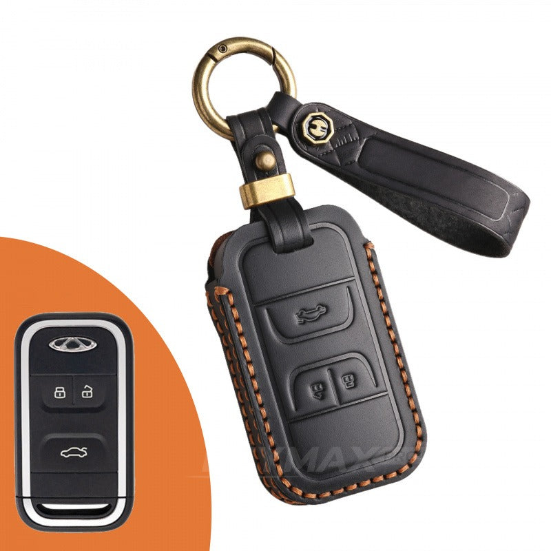 Chery EXEED Leather Key Case Lingyun Tiggo 8 Arrizo 5 Plus(#EX15) - Black