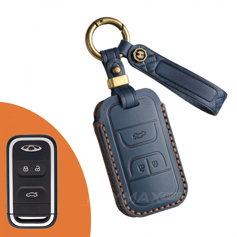Chery EXEED Leather Key Case Lingyun Tiggo 8 Arrizo 5 Plus(#EX15) - Blue