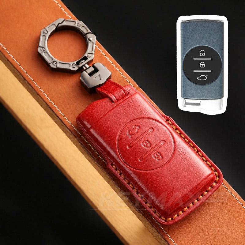Chery EXEED Leather Key Case Lingyun TX VX LX Premium Cowhide Cover(#EX12) - Red