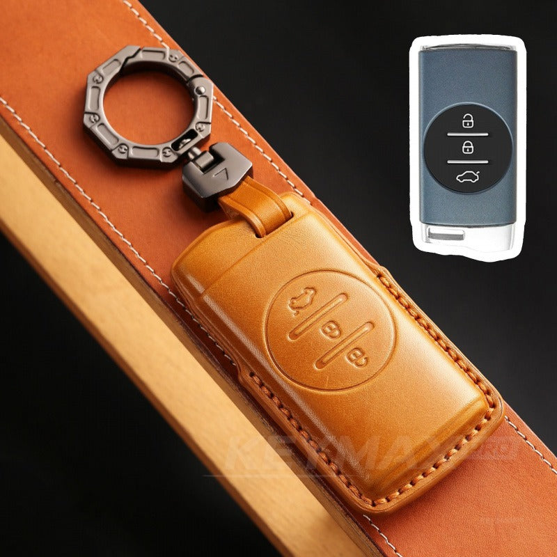 Chery EXEED Leather Key Case Lingyun TX VX LX Premium Cowhide Cover(#EX12) - Yellow