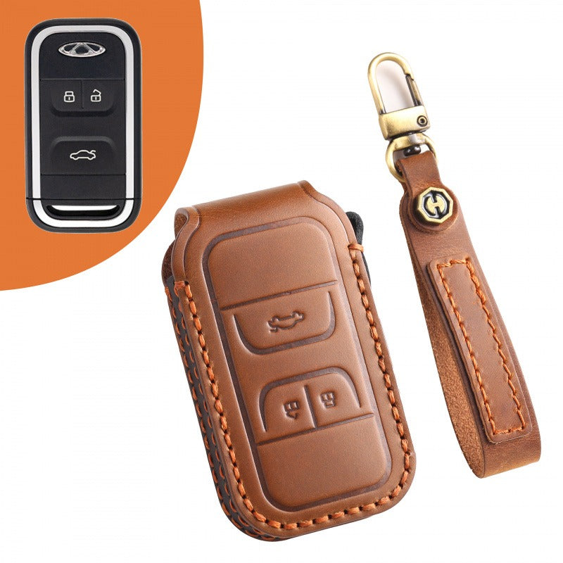 Chery EXEED Leather Key Case TXL LX Tiggo 3X Arrizo 5 Plus(#EX01) - Brown