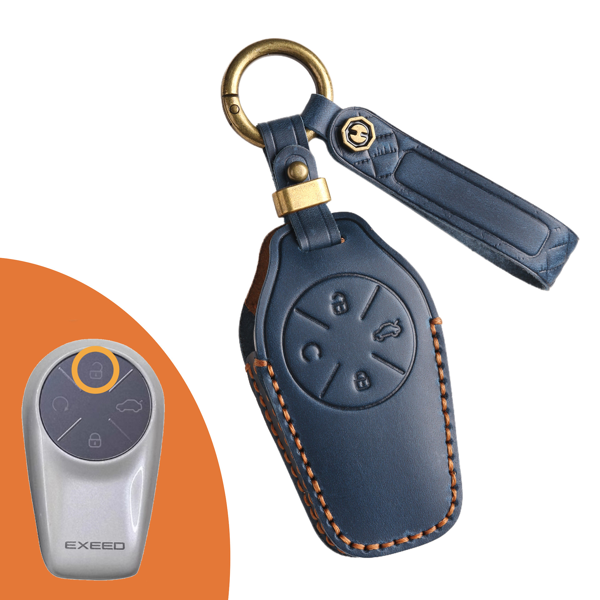Chery Exeed Yaoguang CDM Lanyue ZhuiFeng Leather Key Case(#YC99) - Type-B / Blue