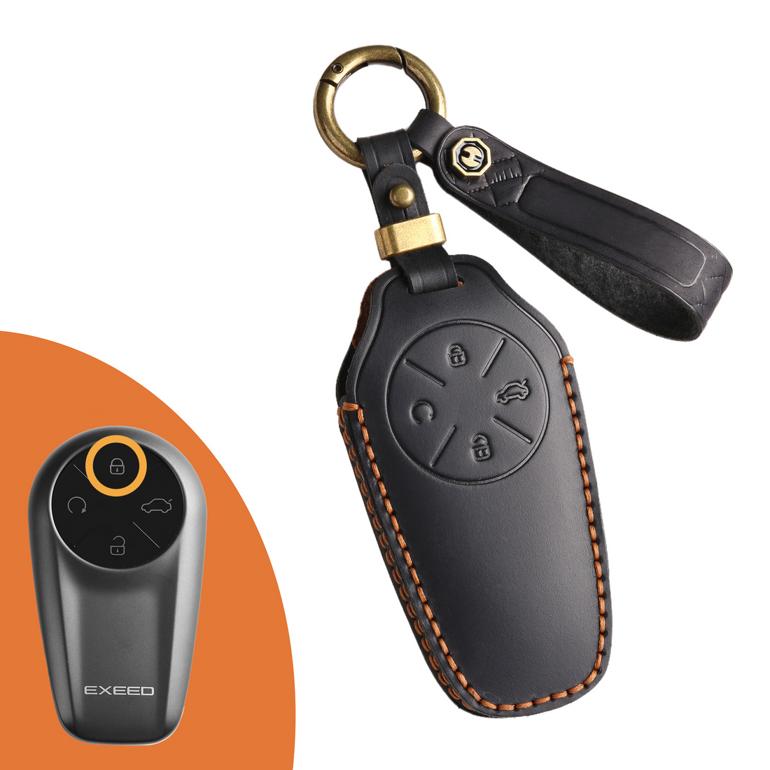 Chery Exeed Yaoguang CDM Lanyue ZhuiFeng Leather Key Case(#YC99) - Type-A / Brown