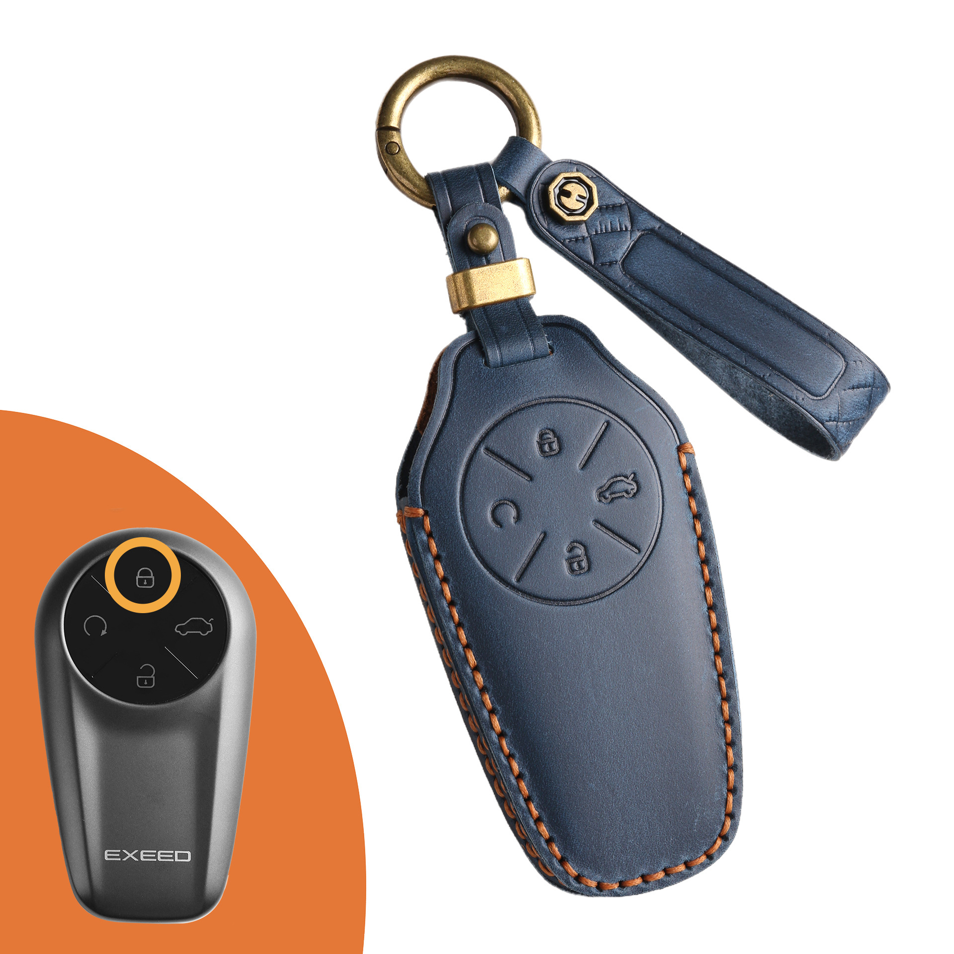 Chery Exeed Yaoguang CDM Lanyue ZhuiFeng Leather Key Case(#YC99) - Type-A / Blue