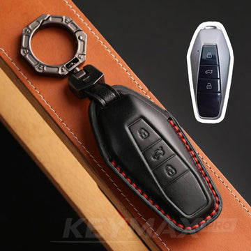 Chery iCAR 03 Genuine Leather Key Case Premium Cowhide Cover(#iC20) - Black