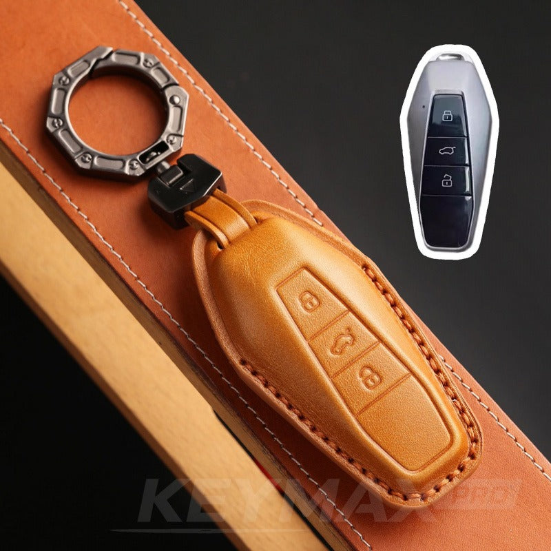 Chery iCAR 03 Genuine Leather Key Case Premium Cowhide Cover(#iC20) - Brown