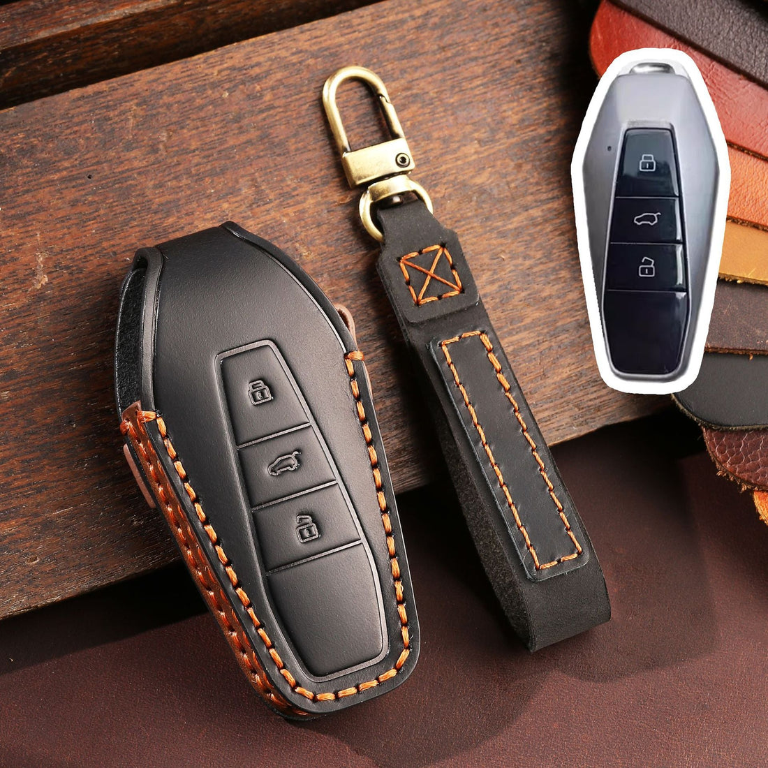 Chery iCAR 03 Leather Key Case(#CY96) - Brown