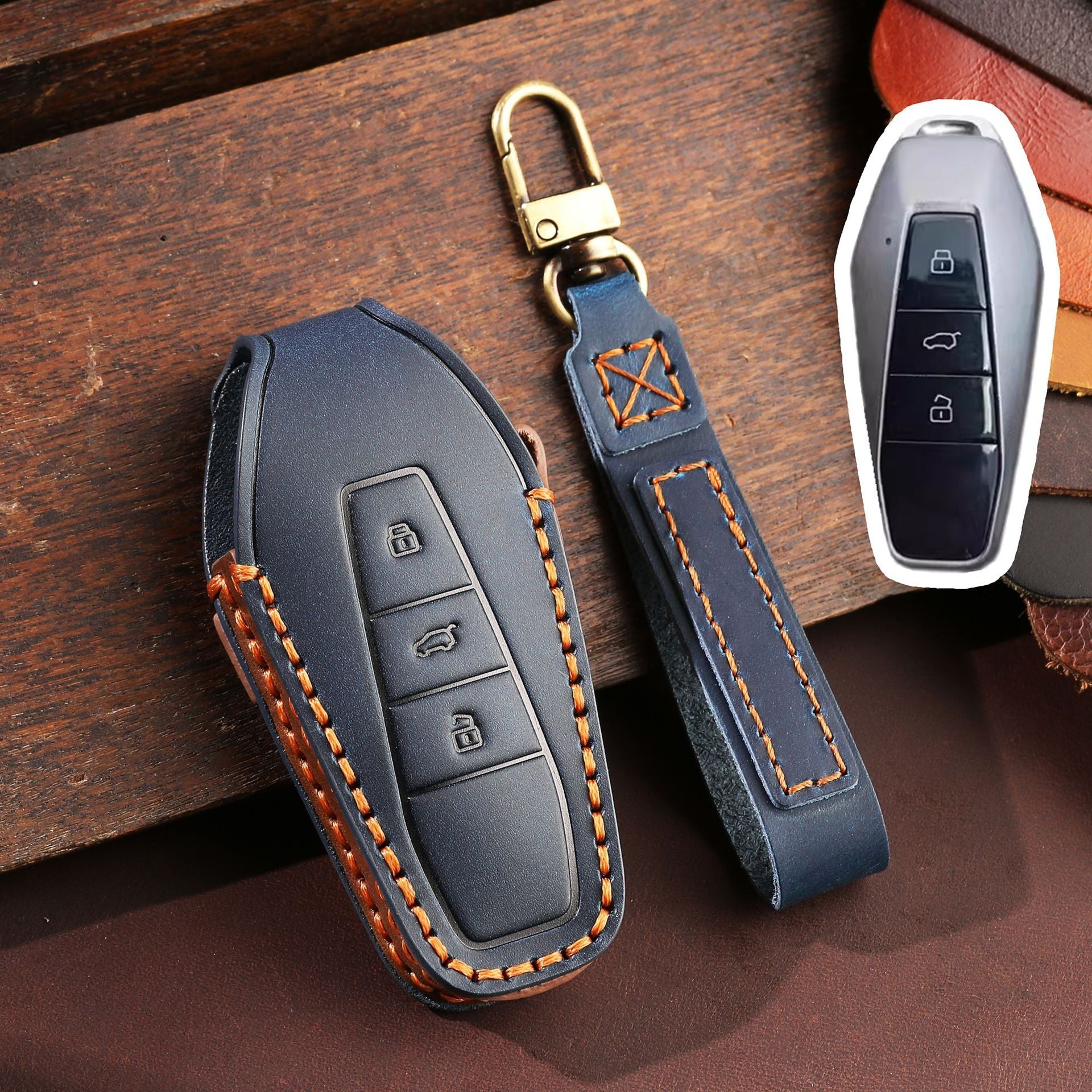 Chery iCAR 03 Leather Key Case(#CY96) - Blue
