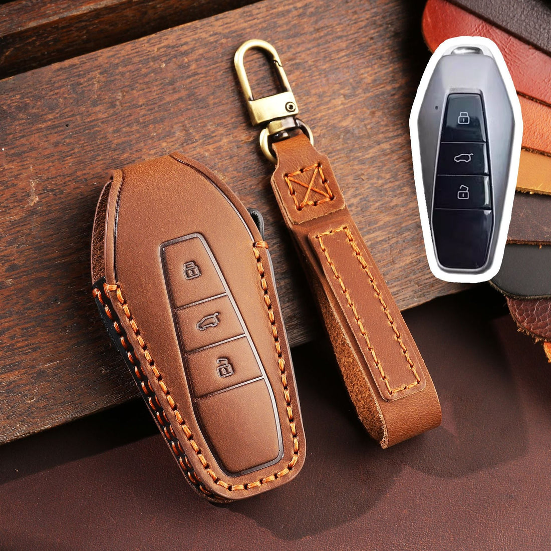 Chery iCAR 03 Leather Key Case(#CY96) - Brown