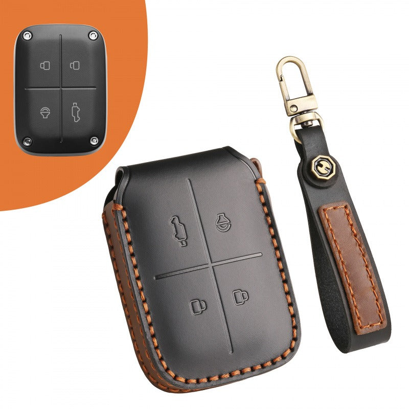 Chery iCAR V23 Bluetooth Leather Key Case(#IC104) - Black