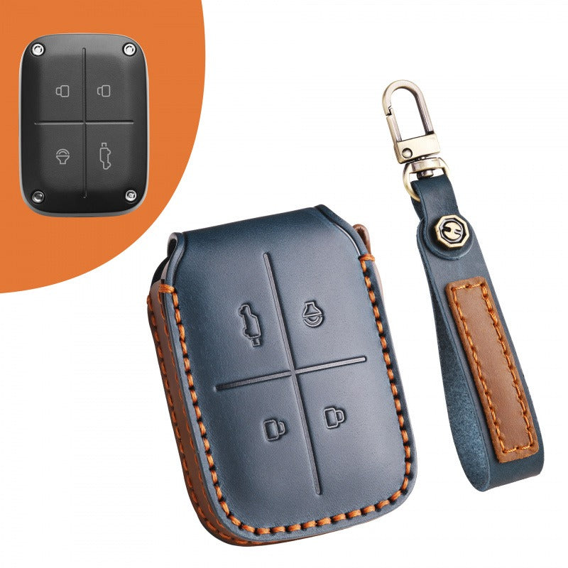 Chery iCAR V23 Bluetooth Leather Key Case(#IC104) - Blue