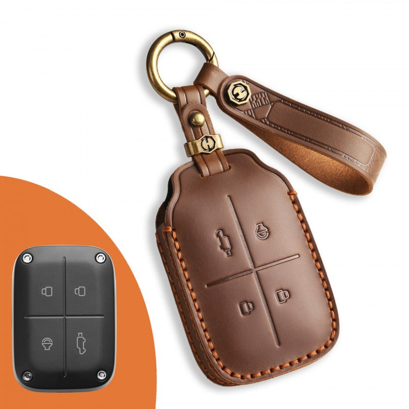 Chery iCAR V23 Leather Key Case（#IC106) - Brown